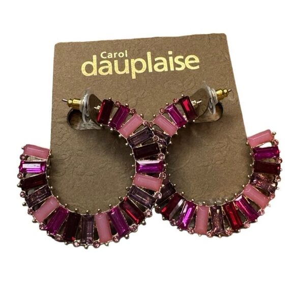Carol Dauplaise Pink Crystal Earrings - Picture 1 of 4